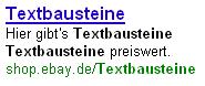 Textbausteine bei eBay