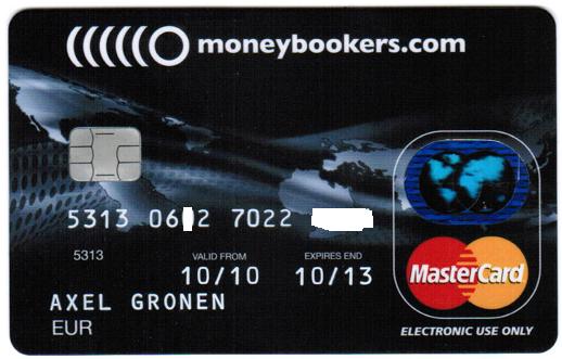 MasterCard-Kreditkarte von Moneybookers