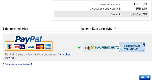 Zahlungsmethode PayPal