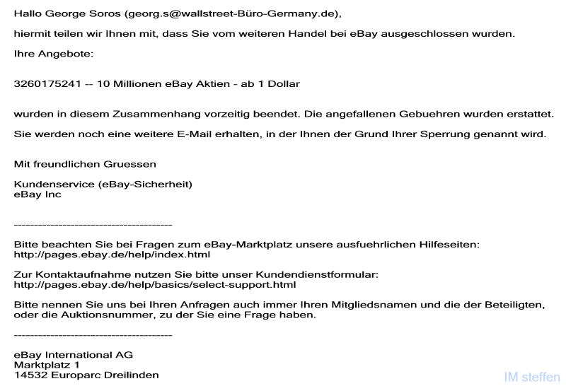 Sperrung wegen Aktienverkauf