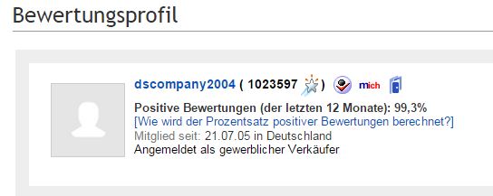 dscompany2004 mit 1.023.579 Bewertungen heute gesperrt