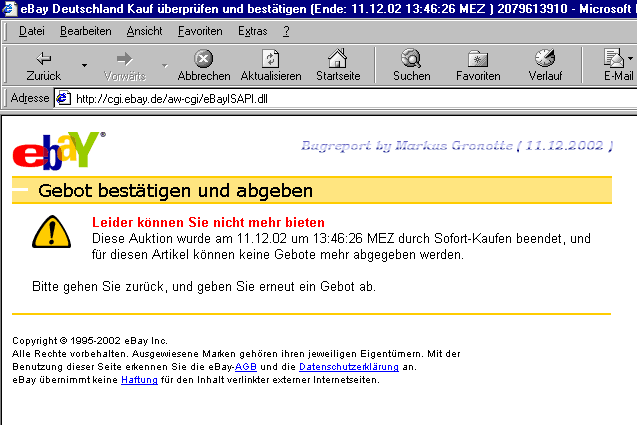 eBay-Gebotsbug