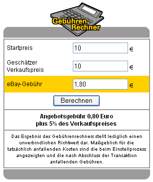 eBay-Kostenrechner