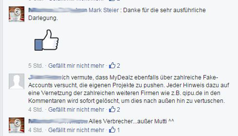 Viele Facebook Kommentare zu My Dealz