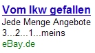 Bei eBay: Vom LKW gefallen