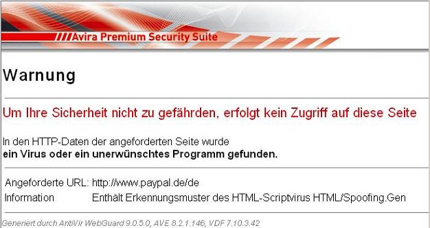Virenalarm bei PayPal.de