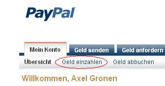 Bei PayPal Geld einzahlen