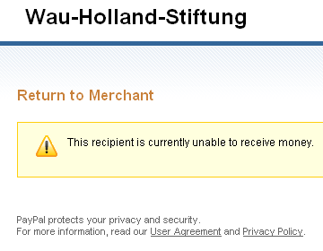 Keine PayPal-Zahlungen für Wau Holland Stiftung