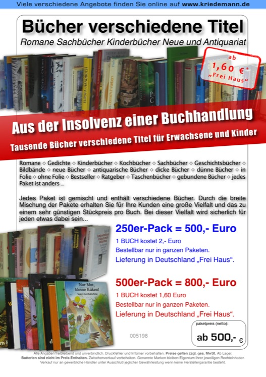 Bücher verschiedene Titel Romane Sachbücher Kinderbücher