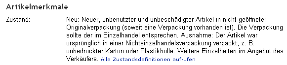 Artikelmerkmal neu