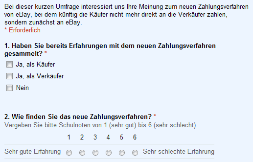 Umfrage zu eBays neuem Zahlungsverfahren