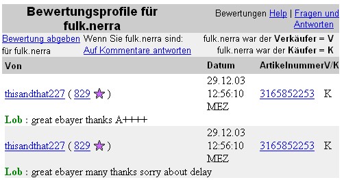 Fehler im Bewertungsprofil