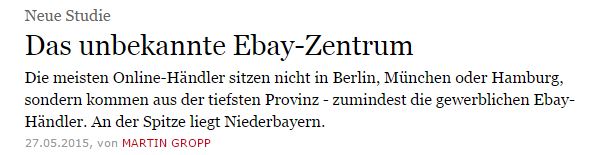 eBay Studie: GERMAN SMALL ONLINE BUSINESS TRADE SUMMARY 2015