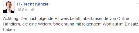 Die IT Recht Kanzlei München macht Händlern Angst und berichtet unzutreffend und unvollständig