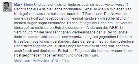 Die IT Recht Kanzlei München macht Händlern Angst und berichtet unzutreffend und unvollständig