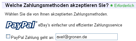 PayPal als Zahlungsmethode