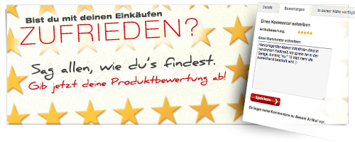 Ich bin er Geilste und hab das Megaprodukt? Aufforderung zum Kundenfeedback. Darf man das?