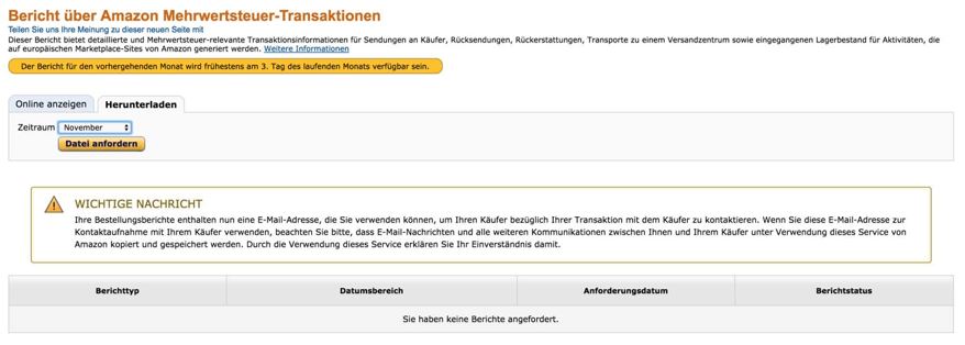 Amazon Mehrwertsteuer-Transaktionen