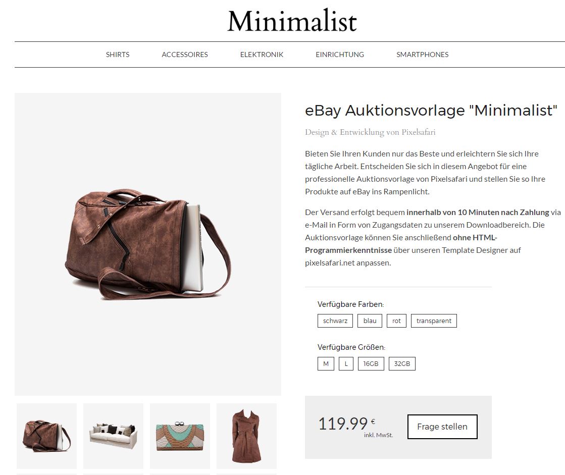 Pitch Blue Template Verkaufsvorlage Angebotsvorlage Auktionsvorlage HTML 