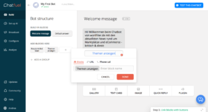 wortfilter.de Chatbot mit Chatfuel - Welcome message