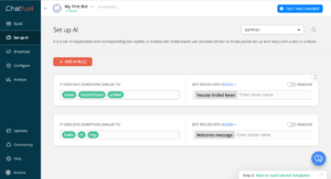 wortfilter.de Chatbot mit Chatfuel - Setup AI