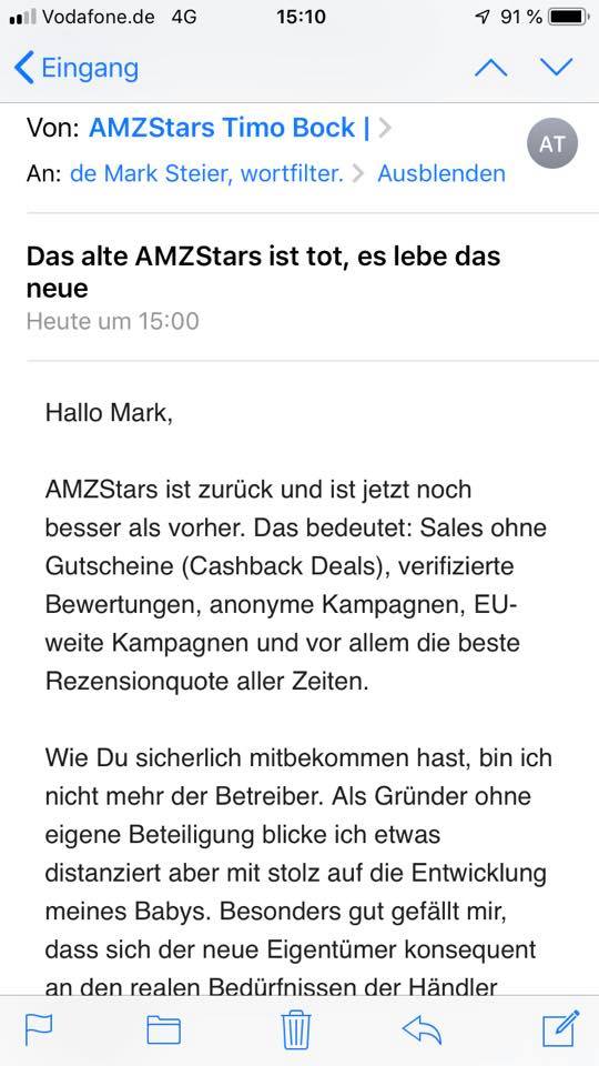 (Werbung für die illegale Rezensionplattform amzstars.de)