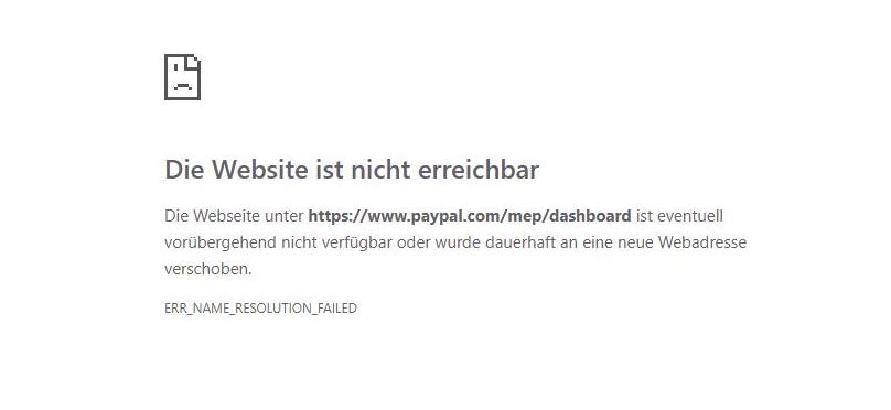 PayPal mit Störung